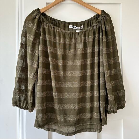 Michael Stars Metallic Stripe Long Sleeve Top NWT - Picture 5 of 6